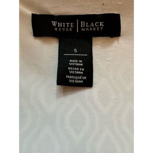 White House Black Market Sleeveless Faux Wrap Top Black Geometric Size S - Picture 8 of 9